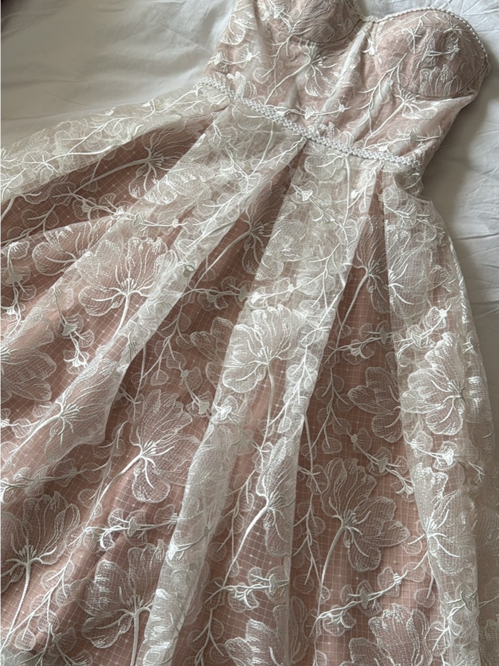 NADINE MERABI Satin Blush Pink Strapless Dress